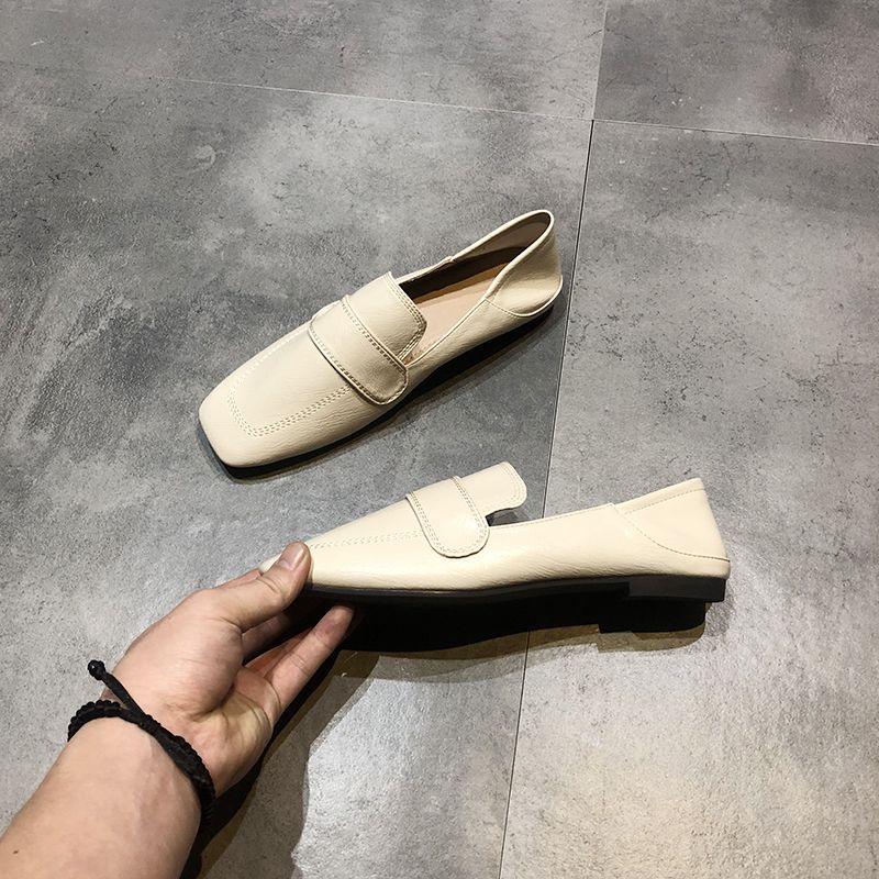 Giày Búp Bê Da Mềm Mũi Vuông Đế Bằng Kiểu Retro Thời Trang Xuân Thu 2022 Cho Bạn Gái