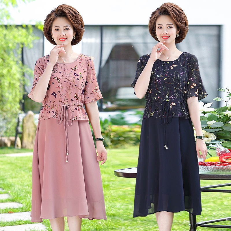 ♛❍Váy mùa xuân của mẹ 40 tuổi 50 hè mới phụ nữ trung niên