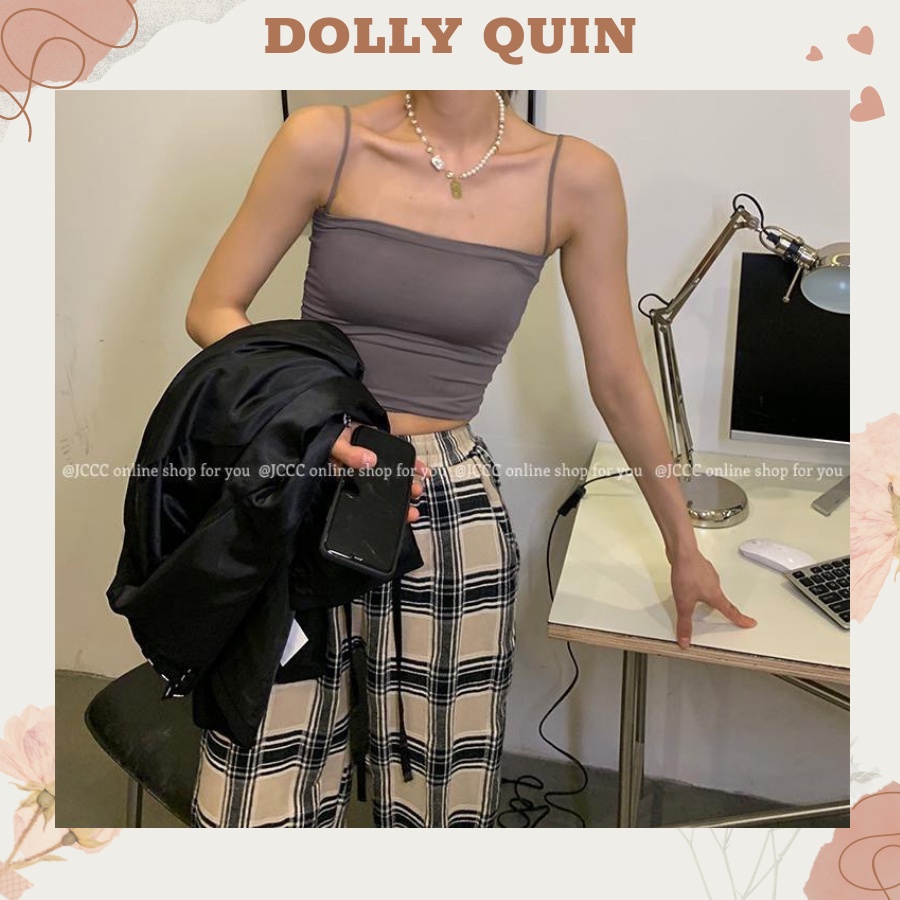 Áo hai dây cotton nữ có đệm mút ngực siêu co giãn chất thun mát ôm body 4 màu thời trang cá tính A008 Dolly Quin