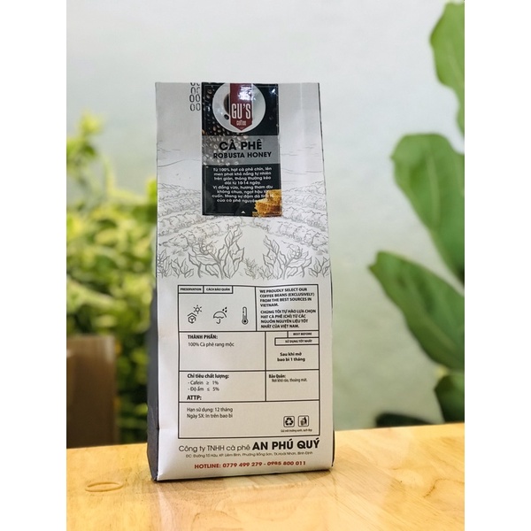 Cà Phê rang xay Robusta Honey - Cafe nguyên chất 100% túi 500gr - Gucoffee