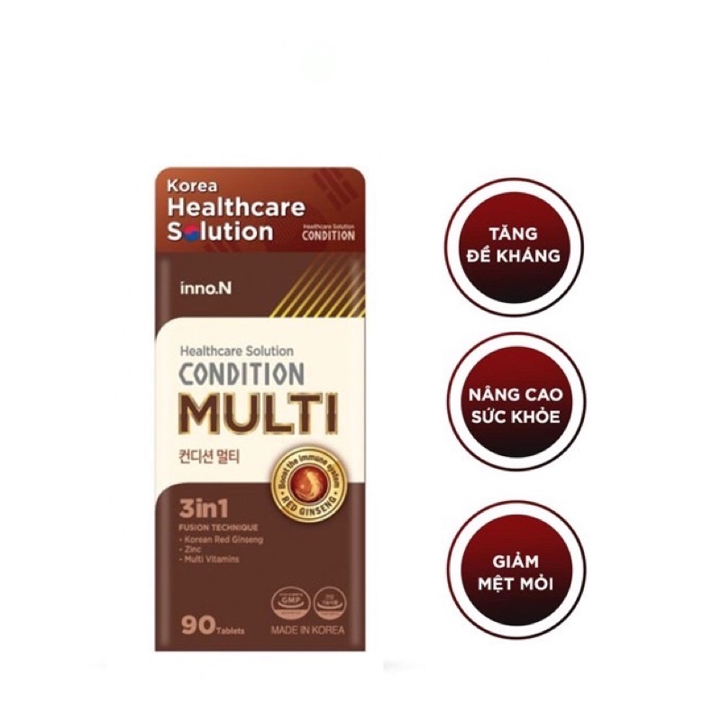 Hồng Sâm Hàn Quốc Bổ Sung Khoáng Chất,Vitamin, Tăng Sức Đề Kháng Inno Condition Multi 90 Viên