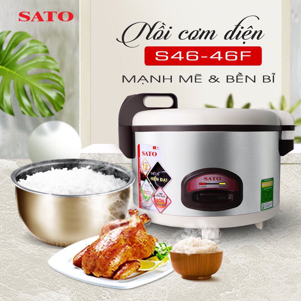 Nồi cơm điện công nghiệp {TẶNG DAO} nồi cơm điện SATO 46C011 4.6L - Công nghệ Việt Nhật cao cấp