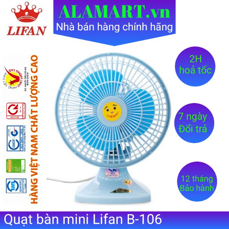 Quạt bàn lifan B-106 ( xanh dương) mát êm dịu sử dụng văn phòng, bàn làm việc.