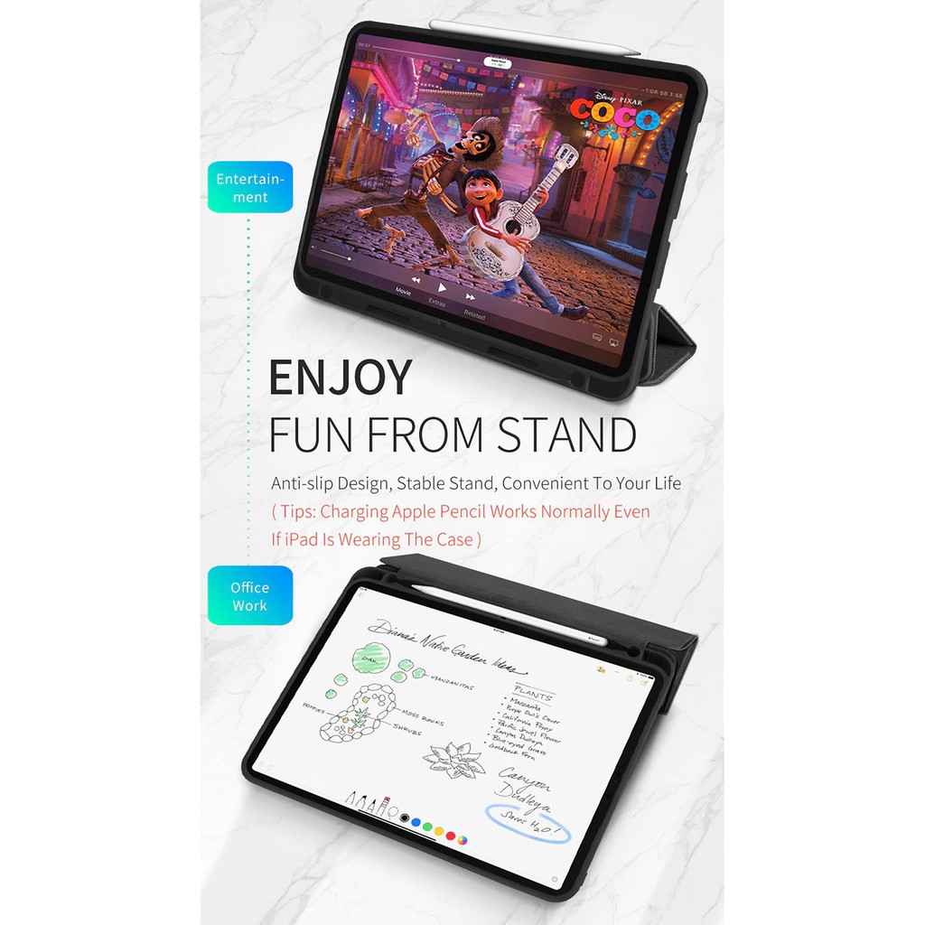 [Chính Hãng DUX DUCIS] Bao da iPad Pro 12.9 2018 DOMO Series Khay Dẻo Vải Jean Có Khay Bút