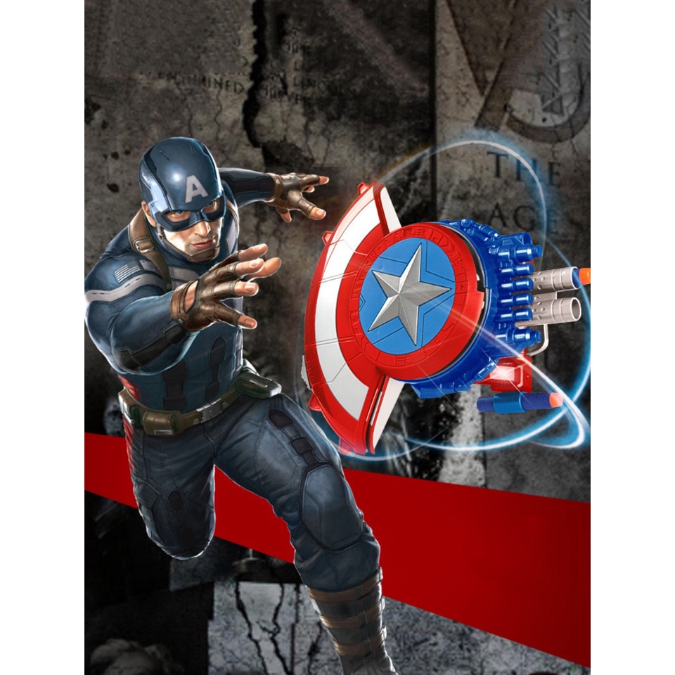 Mô hình Khiên Captain America đồ chơi siêu nhân Marvel Avengers cho bé đóng vai đội trưởng Mỹ, quà tặng sinh nhật cho bé