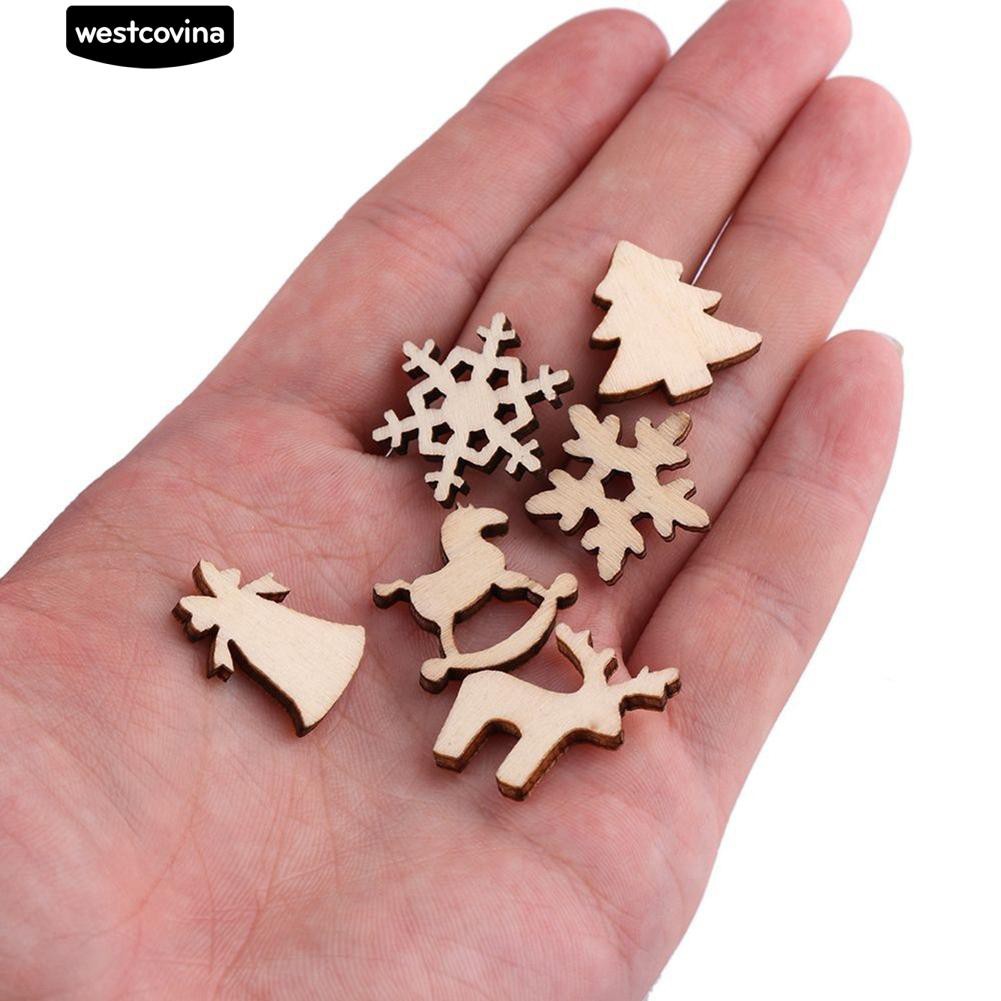 Bộ 50 miếng gỗ hình dáng xinh xắn dùng để trang trí cây thông