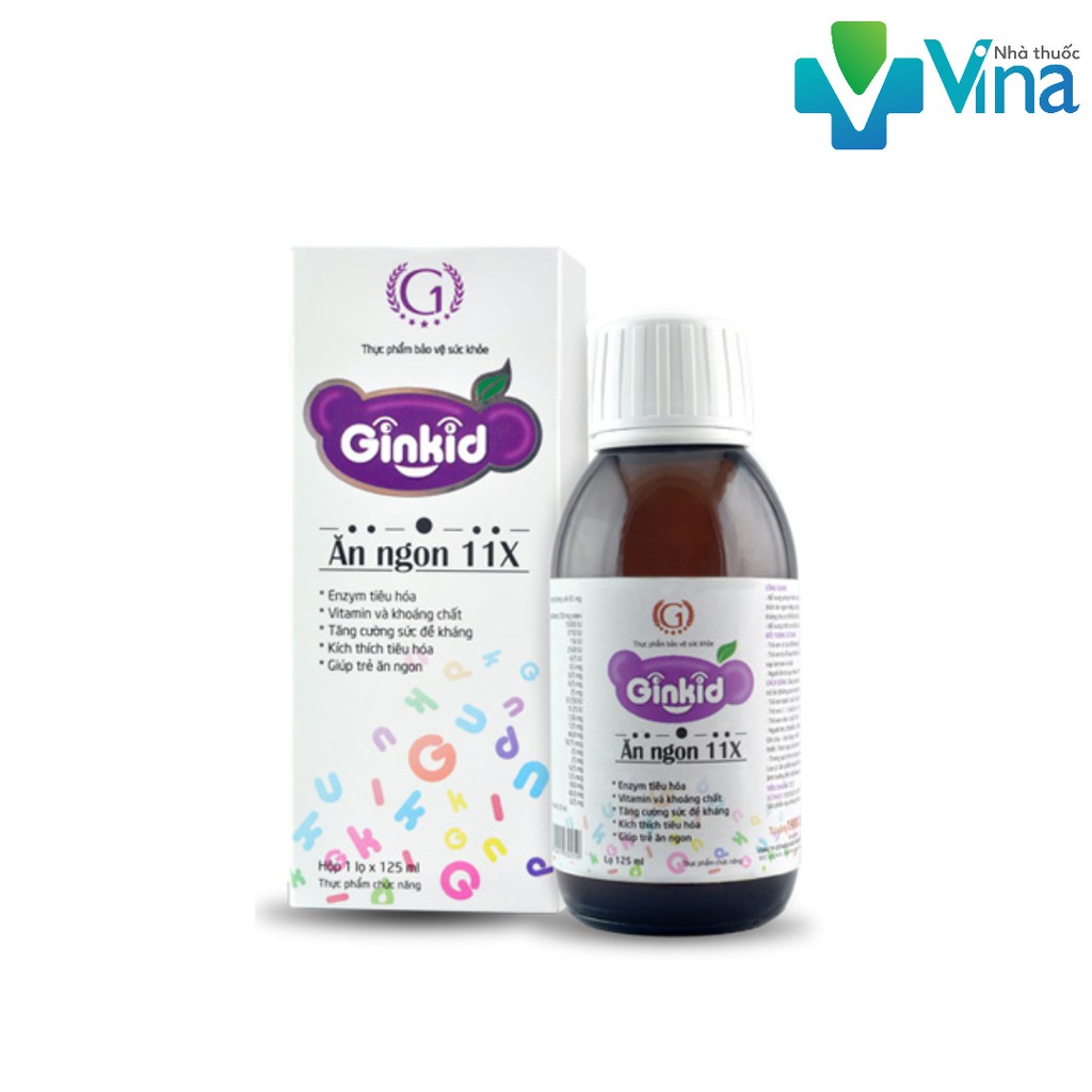 Ginkid Ăn ngon 11X cải thiện chức năng tiêu hóa cho trẻ hết biếng ăn lọ 125ml