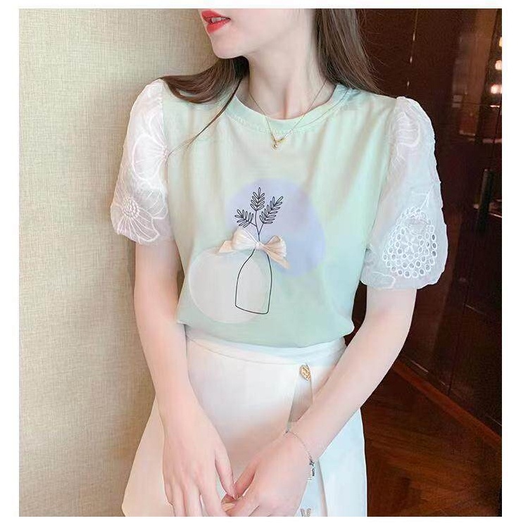 Áo Thun Cotton Tay Ngắn Dáng Rộng In Họa Tiết Độc Đáo Thời Trang Phong Cách Hàn Quốc Cho Nữ