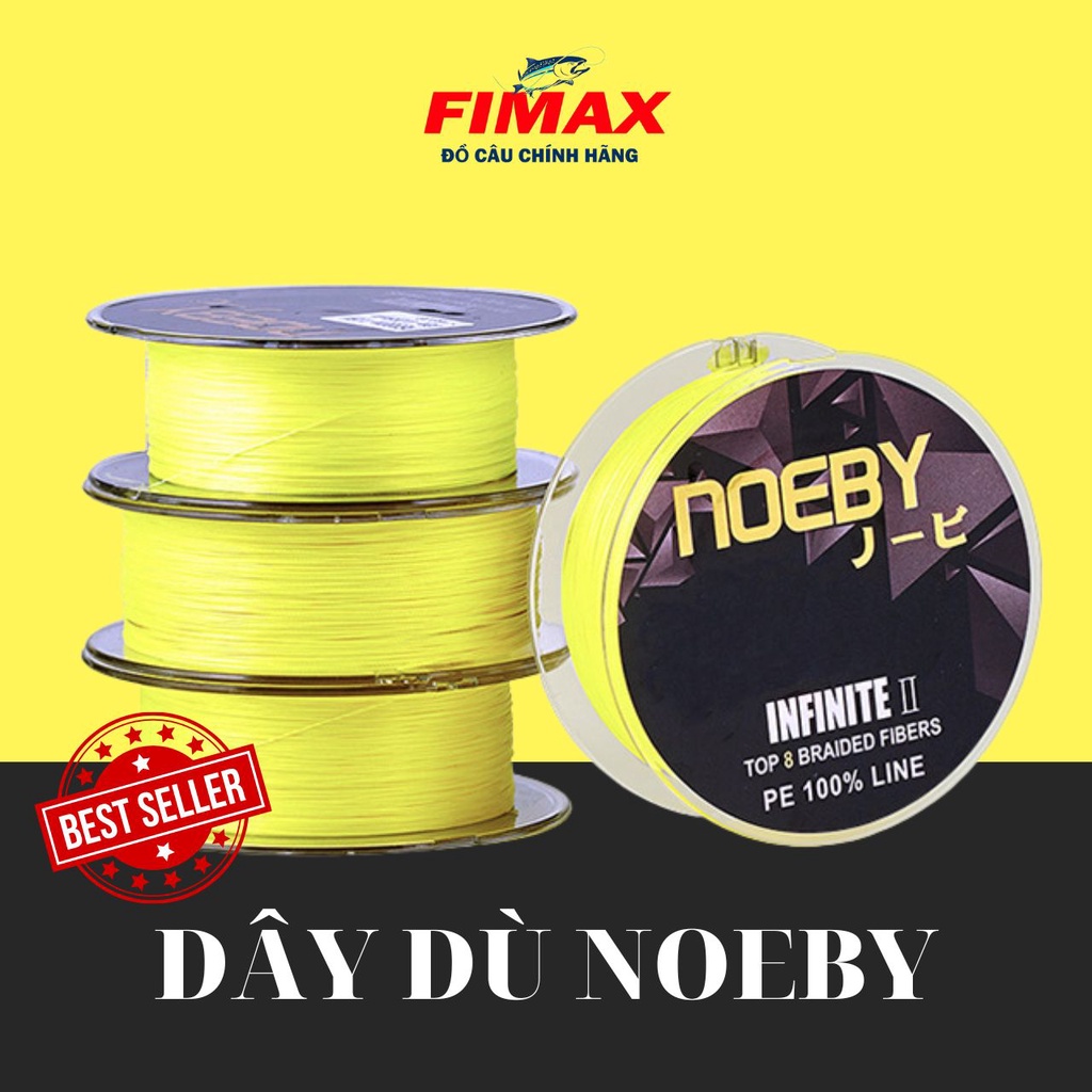 Dây dù câu cá PE Noeby Infinite II màu vàng 150m, siêu mịn công nghệ Nhật Bản, Dây PE chìm lửng câu cá lóc,cá chẽm...