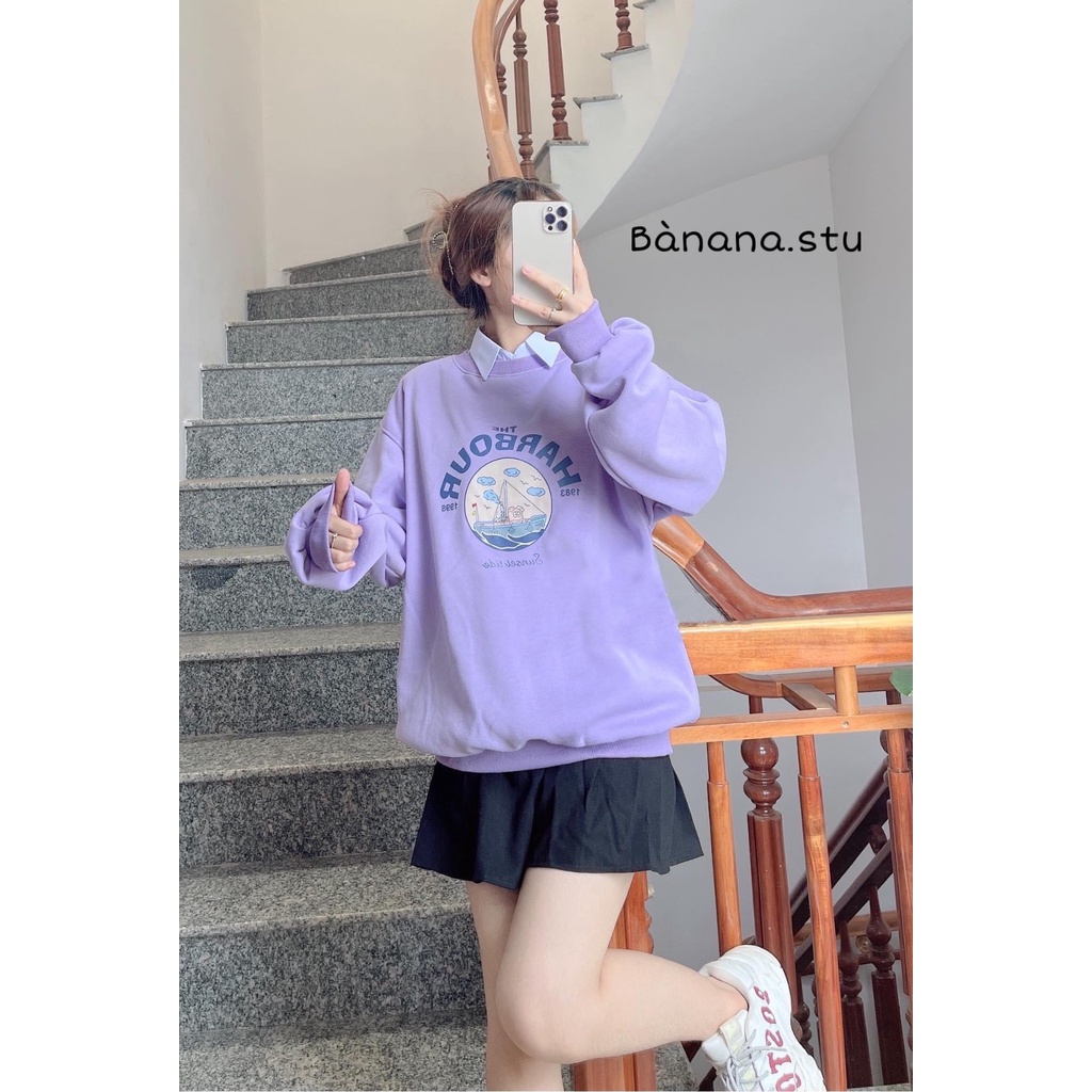 Áo sweater nỉ bông unisex sweater freesize dài tay form rộng chất dày dặn hàng đẹp