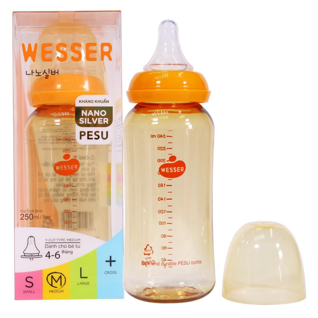 Bình sữa Wesser Pesu 250ml cổ hẹp BS143