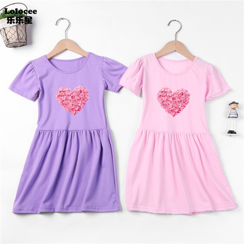 Đầm Cotton In Hình Con Nai Cho Bé Gái