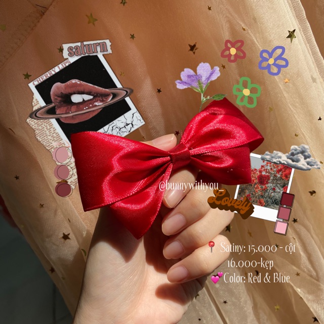 Kẹp / cột nơ Satin 2 tầng ( ảnh thật )
