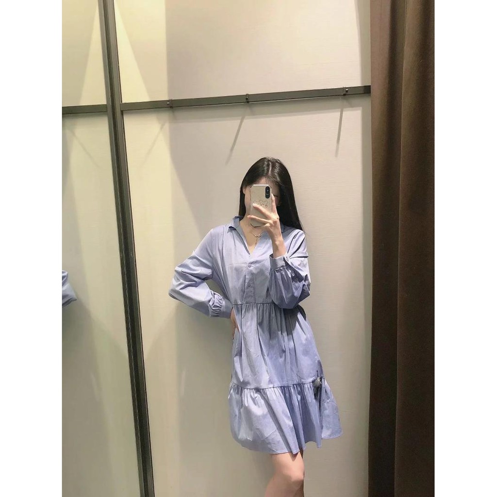 Zara Morocco full tag - Đầm Zara trơn dáng babydoll DT2BBDG54N10