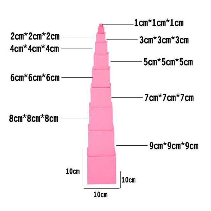 Tháp Hồng size chuẩn, giáo cụ montessori
