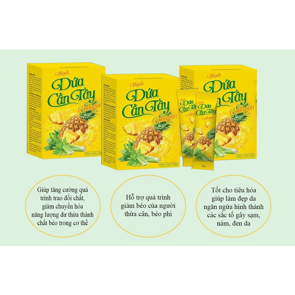 Thạch Dứa Cần Tây Colagen Giảm Cân Hàng Chính Hãng Giảm Hấp Thụ Chất Béo Đẩy Mạnh Quá Trình Đào Thải Mỡ SP002125