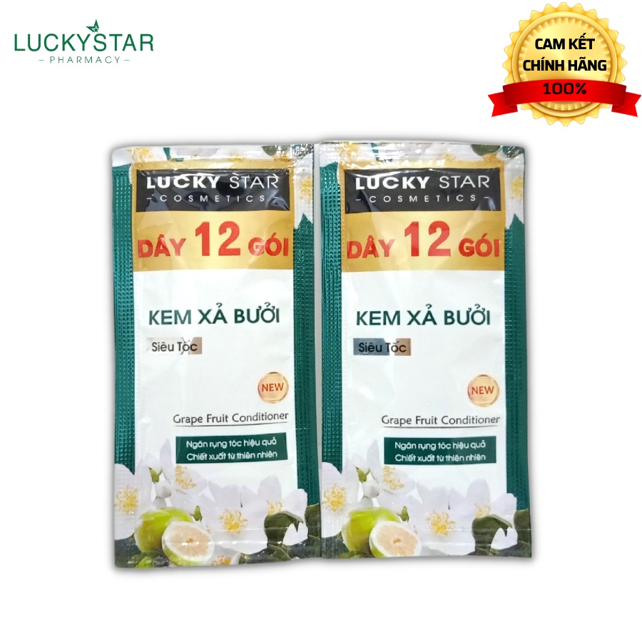 [FMCGTT30K2 giảm 30K đơn 99K] Dầu Gội và Kem Xả Bưởi Lucky Star dây 12 gói 6ml