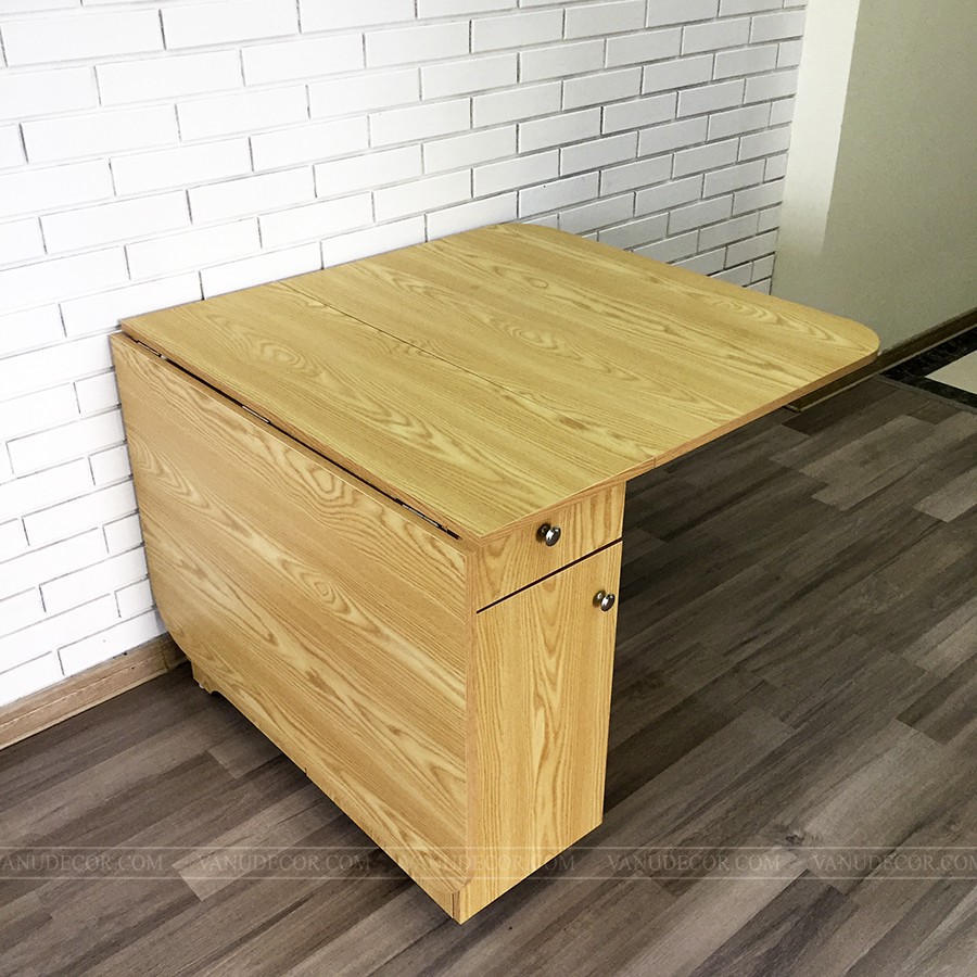 Bàn ăn gấp gọn thông minh VANU DECOR có bánh xe di chuyển tiện lợi  BA090
