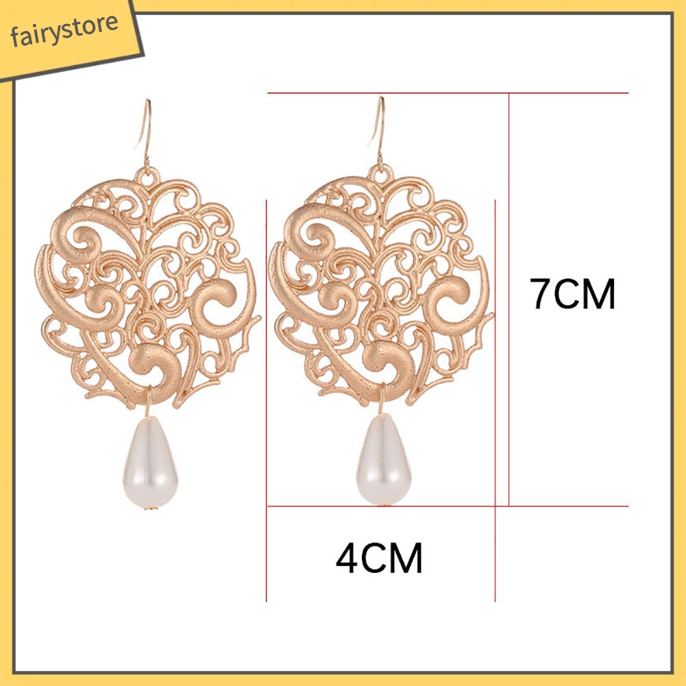 Khuyên Tai Nữ Hình Giọt Nước Đính Ngọc Trai Nhân Tạo Thời Trang