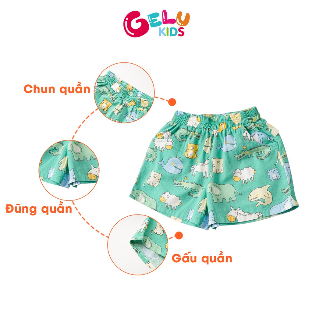 Bộ cộc tay cho bé GELU KIDS họa tiết chất liệu thô mềm mịn - SBU005