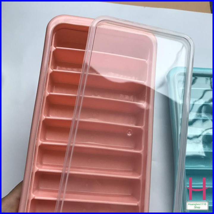 Vỉ đá, Khay đá có nắp 9 viên dài Nhựa Việt Nhật , khuôn thạch rau câu, kẹo dẻo cute MS:6933 { H }