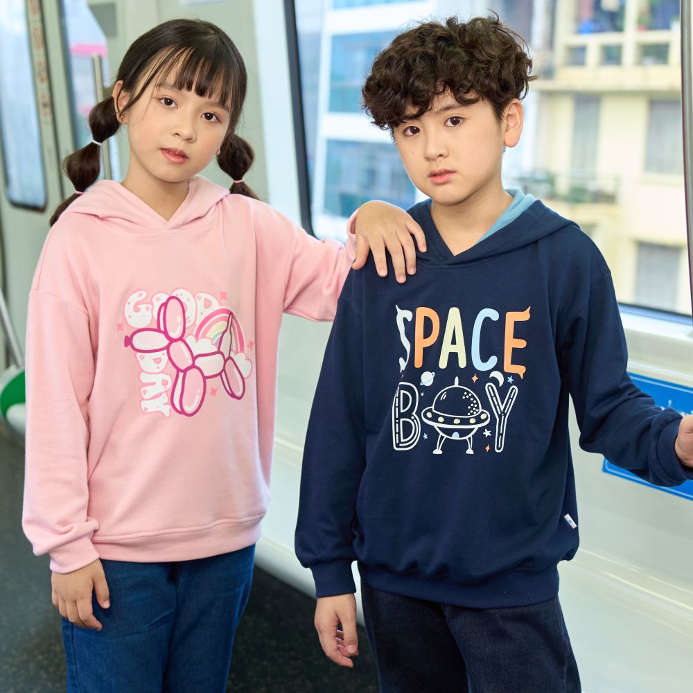 Áo nỉ Hoodie có mũ cho bé trai, bé gái mùa thu đông Econice B. Size đại trẻ em 5, 6, 7, 8, 9, 10 tuổi