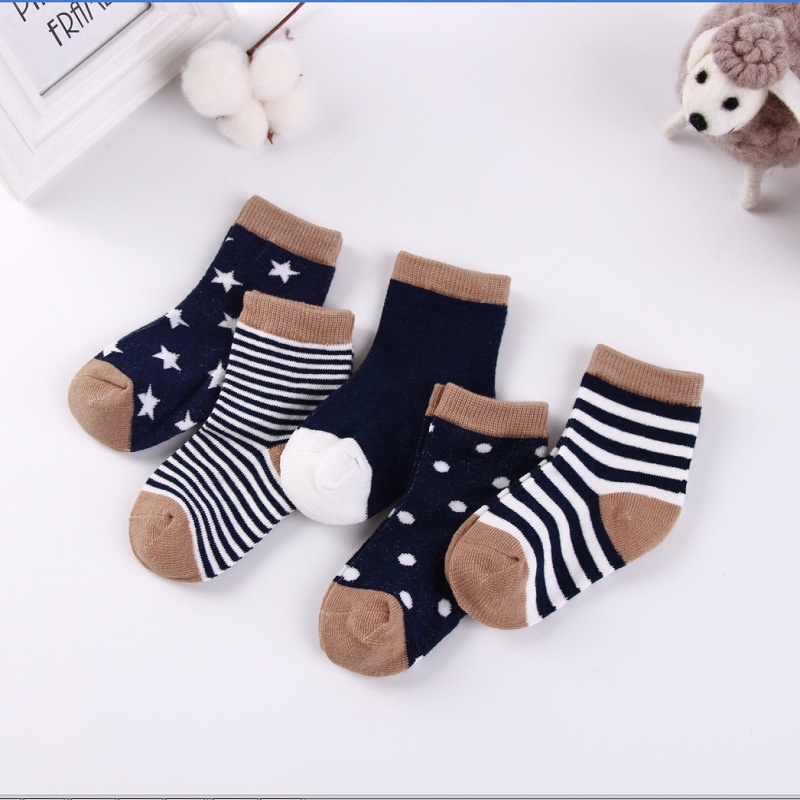 Combo 5 Đôi Tất Vớ Cao Cổ Cho Bé Từ 0 Đến 8 Tuổi,Chất Vải Cotton Mềm Mại,Thấm Hút Mồ Hôi Tốt,Hoạ Tiết Chấm Bi Xinh Xắn