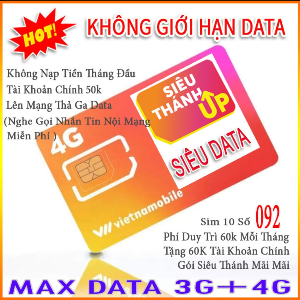 Sim 4G Vietnamobile Gói Siêu Thánh Up 2020