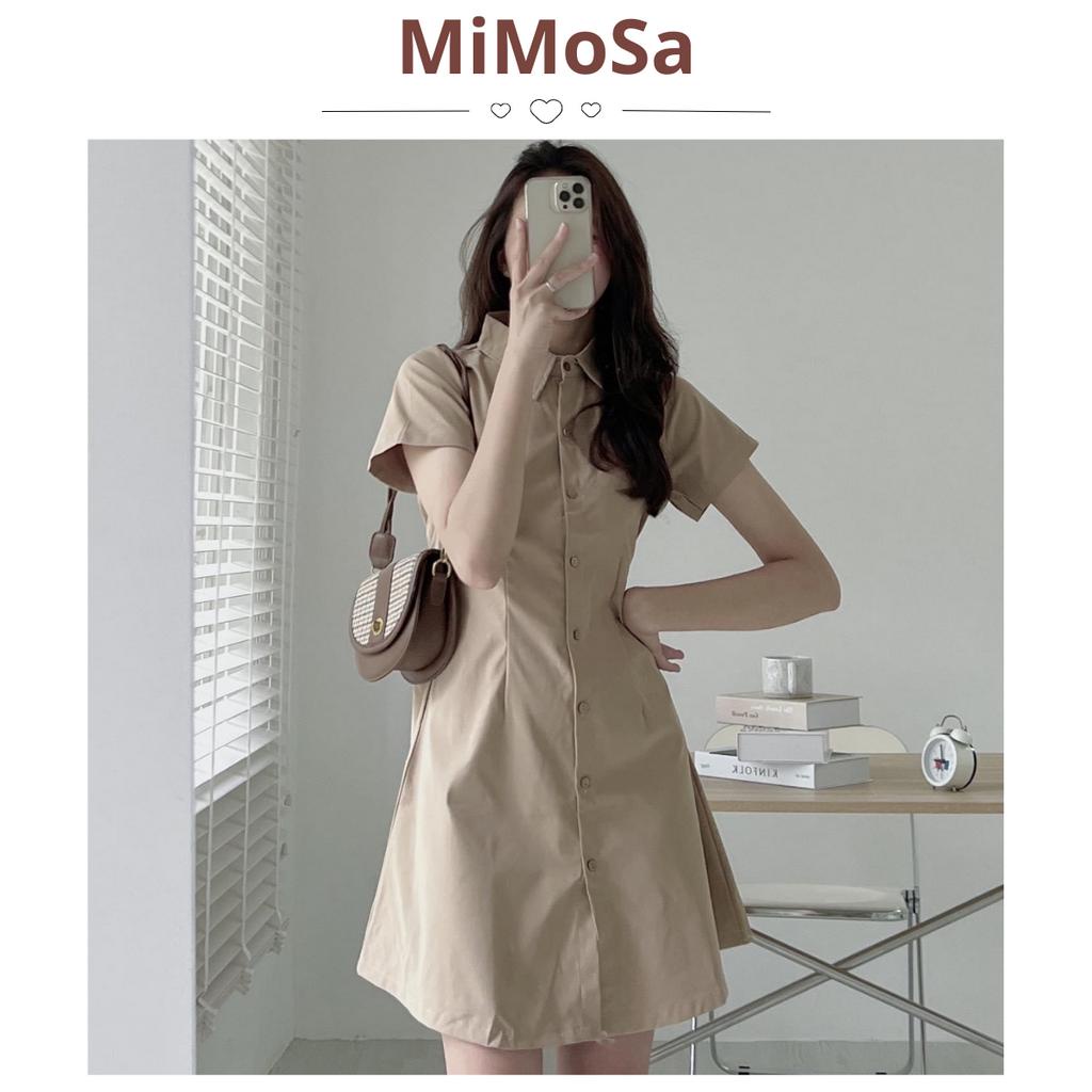 Đầm Váy Sơ Mi Thắt Eo Mimosa, Đầm Váy Ulzzang Nữ Sơ Mi Hàn Quốc Nữ 102