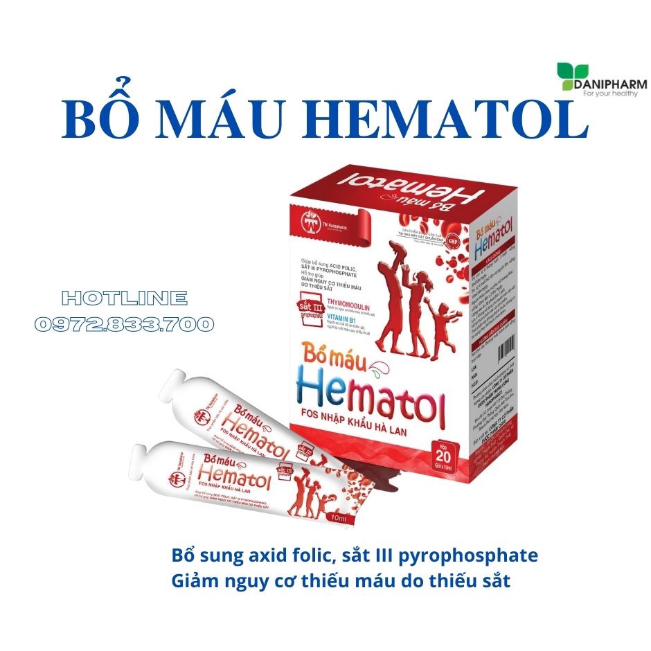 Bổ sung sắt, BỔ MAU HEMATOL, bổ sung sắt, axit folic cho bà bầu, người thiếu sắt, giảm tình trạng thiếu máu