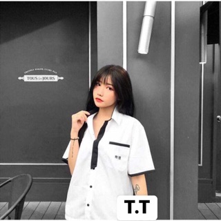 Áo sơ mi Hàn Quốc chữ thêu