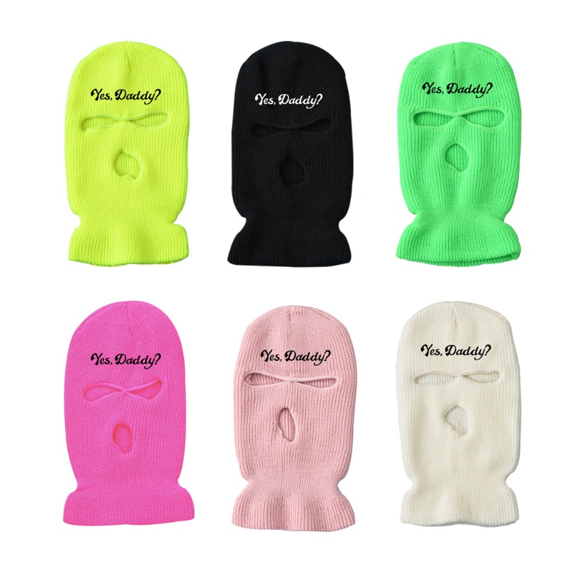 Mũ Beanie Dệt Kim Thêu Chữ yes Dad 3 Lỗ Cá Tính