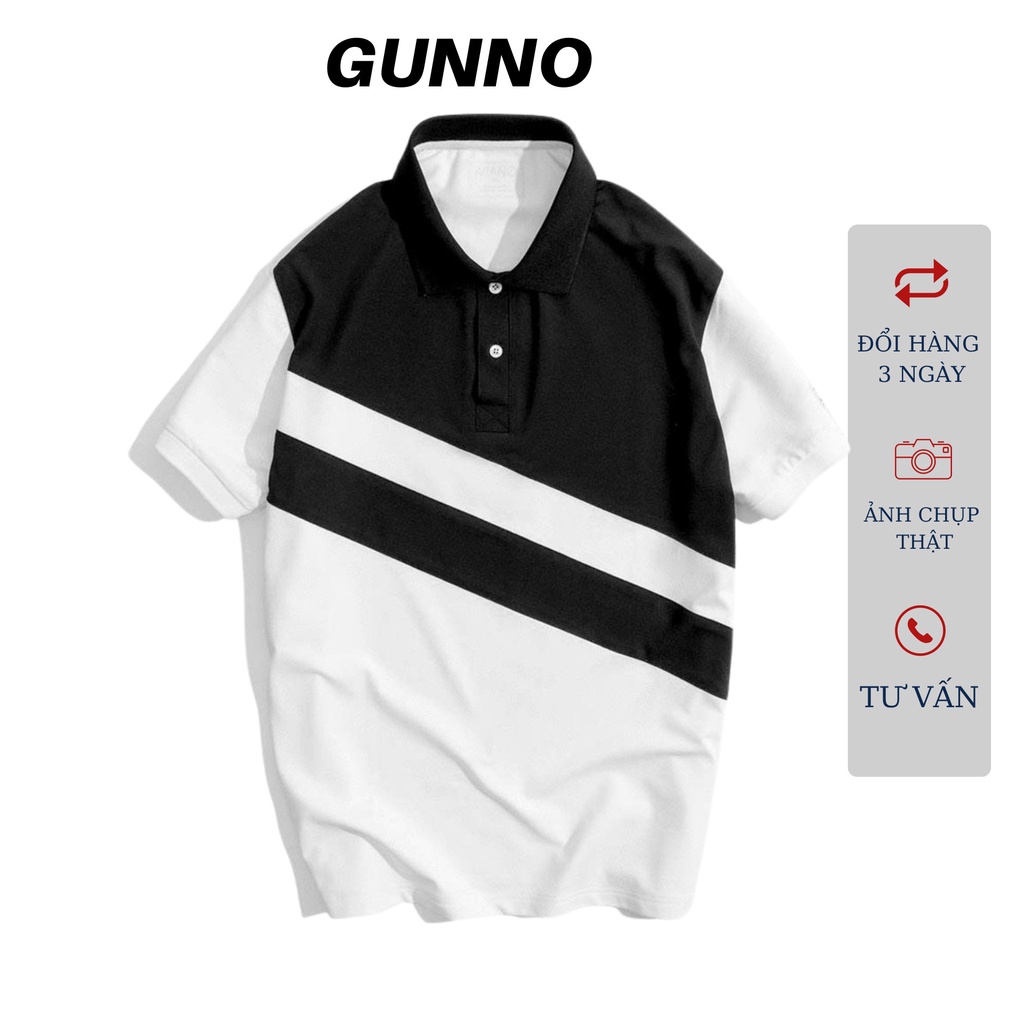 Áo polo nam GUNNO vải cvc dày dặn thấm hút nhanh bền màu không nhăn co giãn tốt nhiều màu