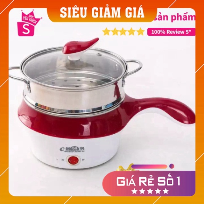 Nồi Lẩu Điện 𝑭𝒓𝒆𝒆𝒔𝒉𝒊𝒑 Nồi Lẩu Mini Chống Dính Hai Tầng Đa Năng Tặng Kèm Khay Hấp