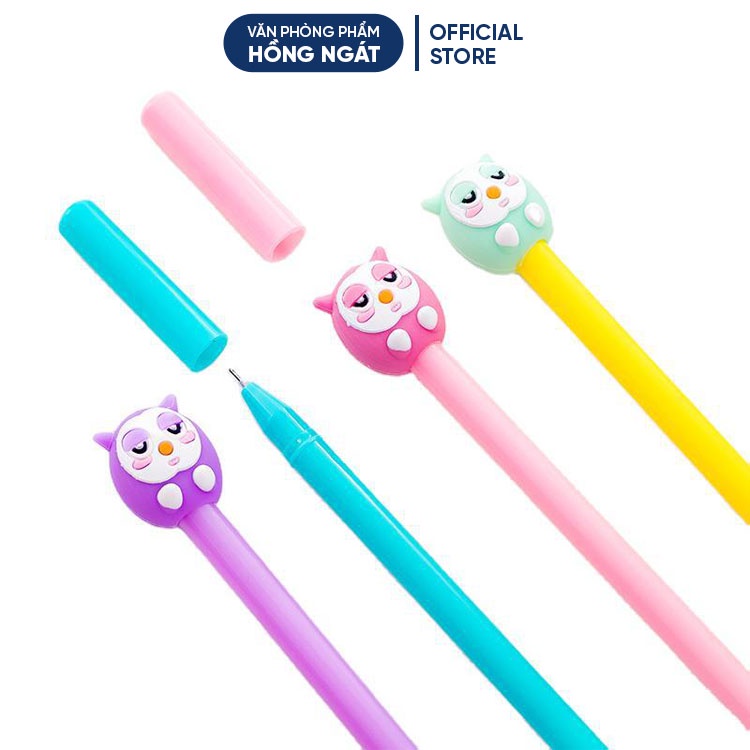 Bút bi cute con cú mèo, bút bi nước mực gel đen ngòi 0.5mm nhiều màu dễ thương đồ dùng học tập văn phòng phẩm B20