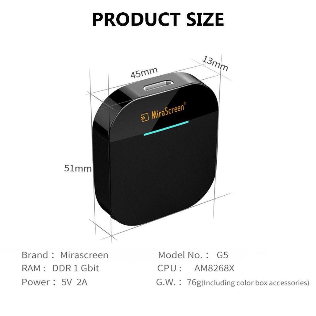 Thiết Bị Nhận Tín Hiệu Màn Hình Không Dây MiraScreen G5 Plus DLNA 1080P