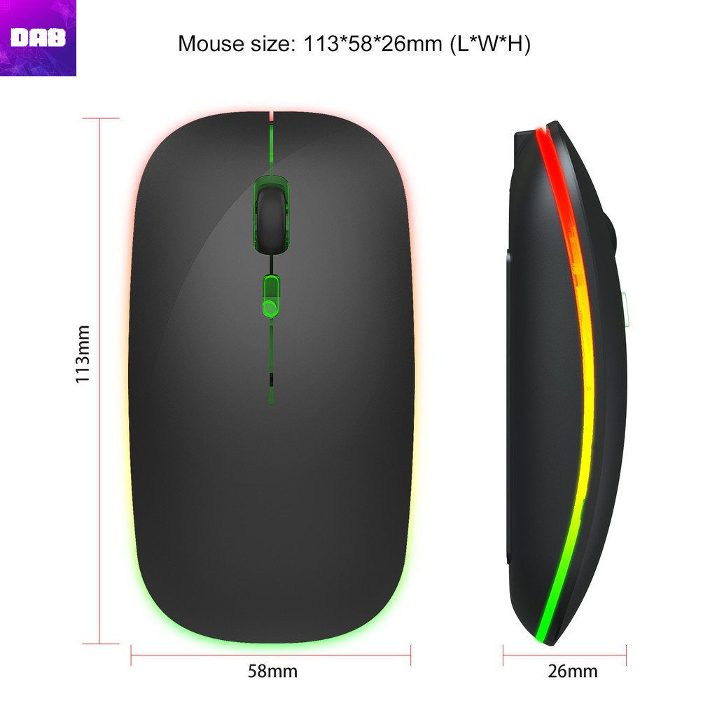 Chuột Máy Tính Không Dây LED Đổi Màu Pin Sạc Siêu Mỏng Chống Ồn Chuyên Dụng Văn Phòng Gaming