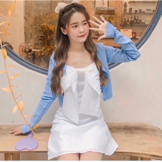 🌪Đầm Trắng 2 Dây Nơ Ngực