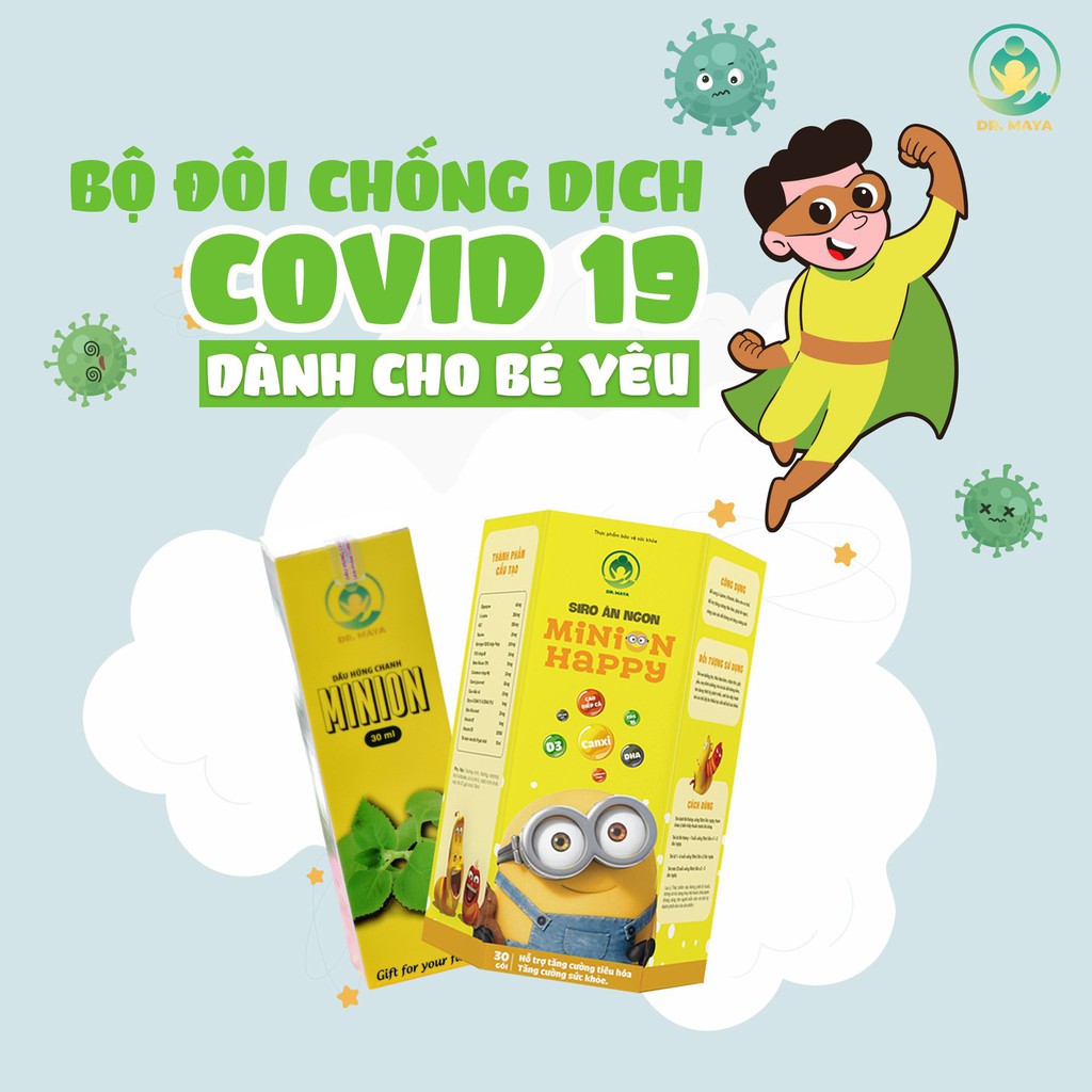 Siro ăn ngon Minion Happy Dr.Maya hỗ trợ cho bé ăn ngon, ngủ ngon, tăng đề kháng-Combo 2 hộp