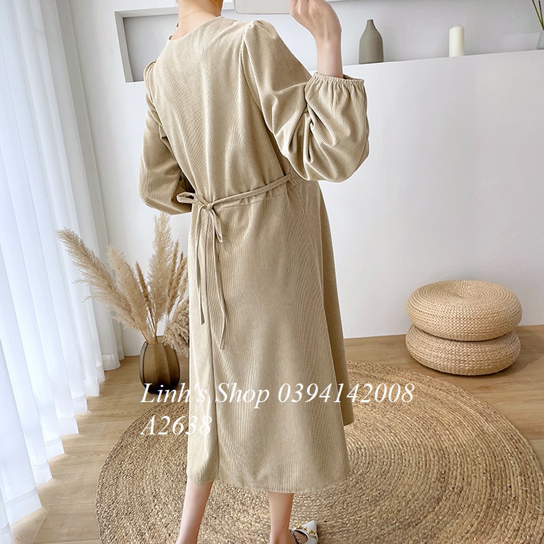 Váy Dạ Tăm Mùa Đông Công Sở Lịch Sự A2638