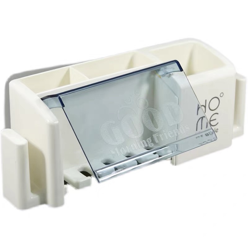 Giá treo bàn chải kem đánh răng và ly cốc tiện lợi mẫu mới HOME gắn tường không cần khoan đục tiết kiệm không gian