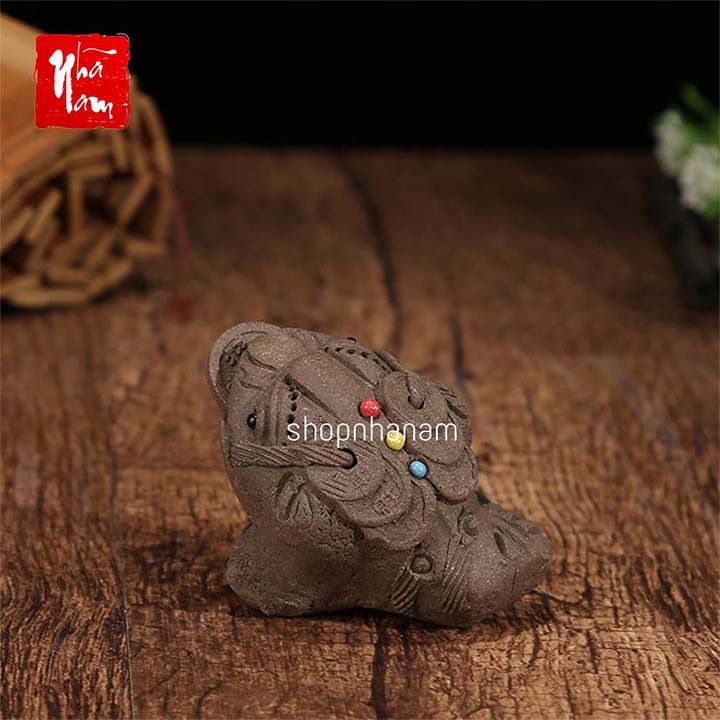 Tượng thiềm thừ cóc tài lộc gốm tử sa trang trí nhà cửa phụ kiện cóc trang trí bàn trà