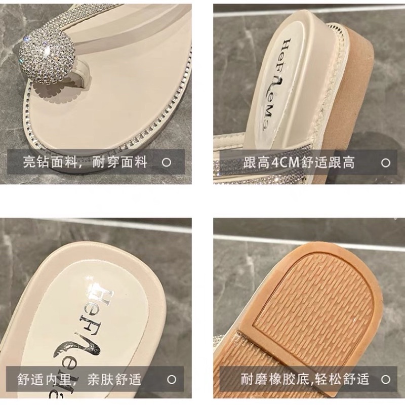 Dép xỏ ngón trắng đen 4cm