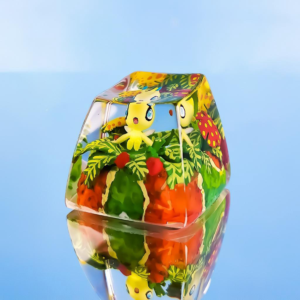 Nút bàn phím Pokemon, nút bàn phím Celebi, Bàn phím nhân vật hoạt hình -Celebi keycap, POKÉMON Artisan Keycap