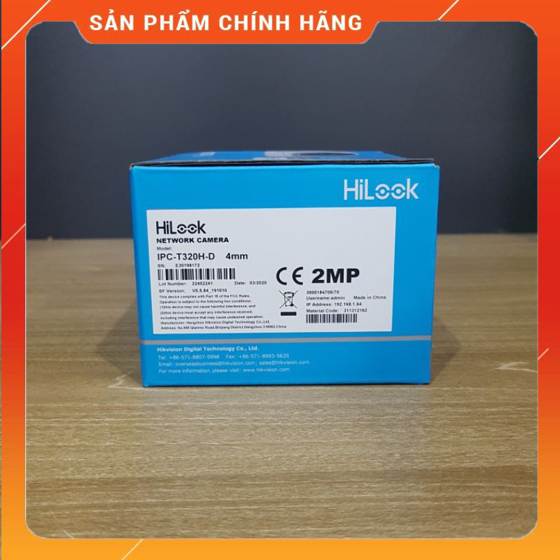 Camera IP Dome hồng ngoại 2.0 Megapixel HILOOK IPC-T320H-D - Hàng chính hãng