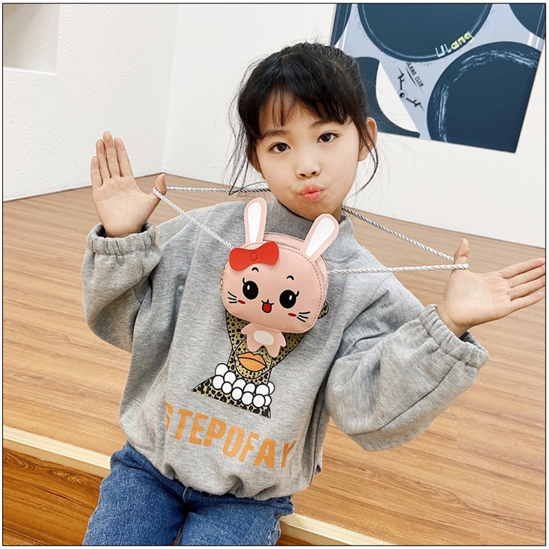 Túi Đeo Chéo mini Bằng Da PU In Họa Tiết Gấu Dễ Thương Dành Cho Bé Gái