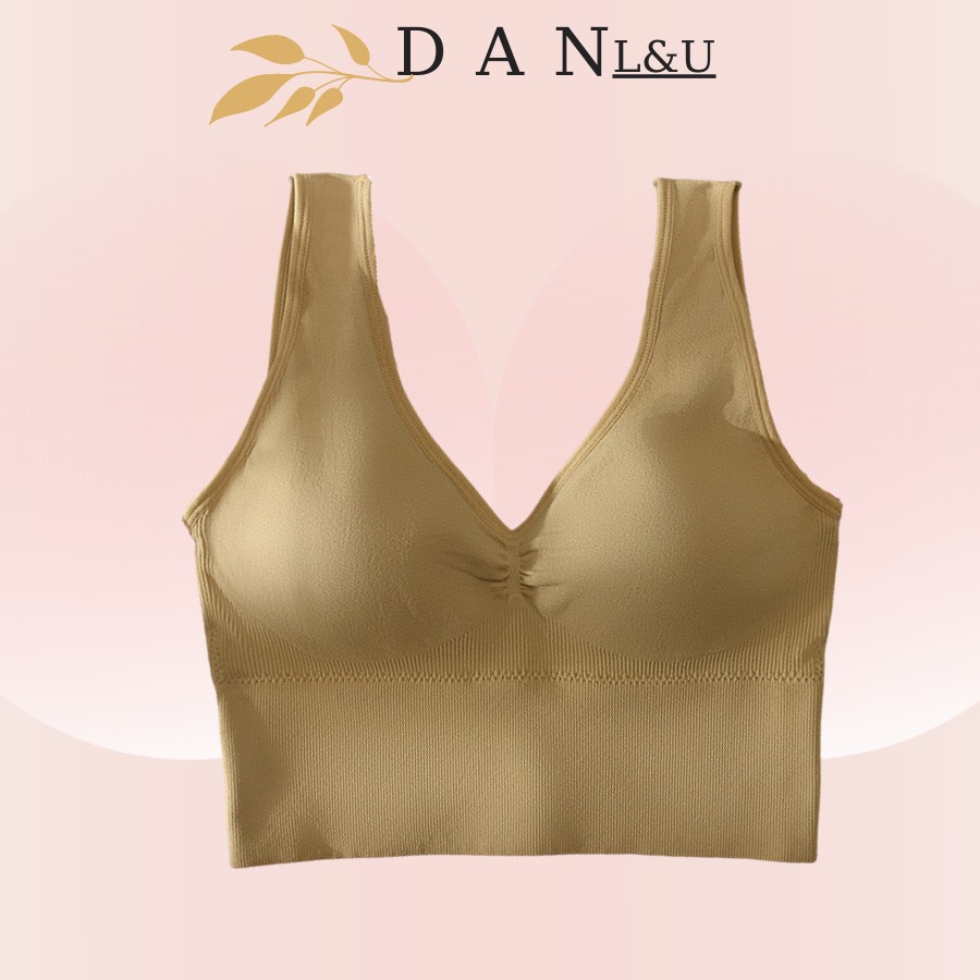 Áo Ngực Croptop Cotton Co Dãn 4 Chiều Thoải Mái Cổ Xẻ Quyến rũ DAN L&amp;U 6520