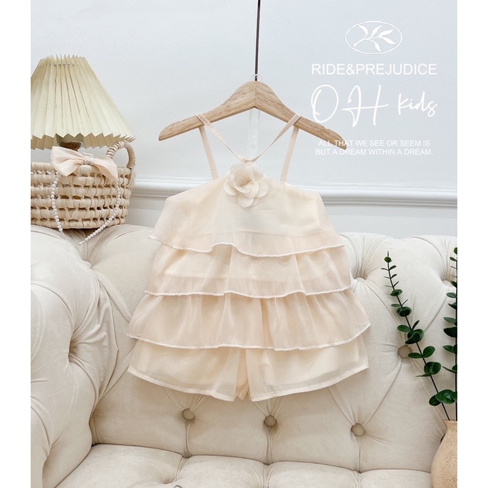 Bộ quần áo bé gái hai dây 3 tầng kèm quần cho bé yêu 10-20kg. Chất lụa hàn siêu đẹp, mềm mịn