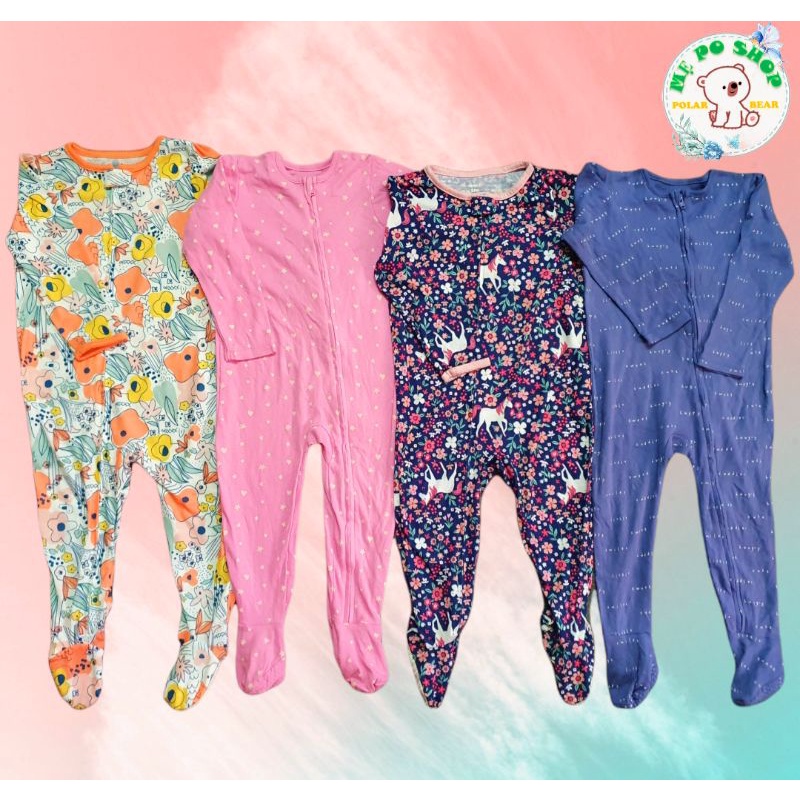 ( NGẪU NHIÊN ) Body Sleepsuit Dài Tay Liền / Không Tất Vớ Cho Bé Trai Bé Gái 0-24m, Hàng xuất xịn - PoSam Kids