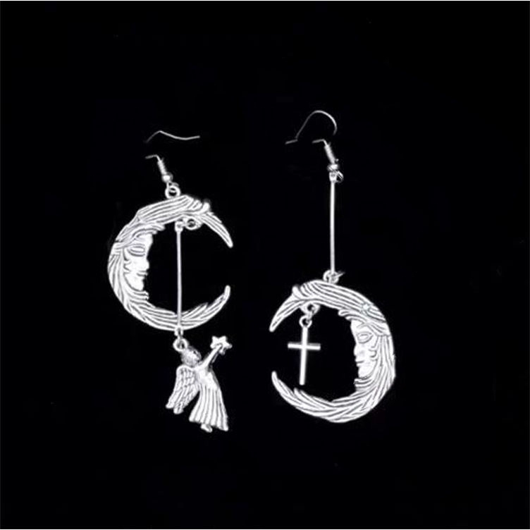 Đôi Bông Tai Hình Mặt Trăng Và Thánh Giá Thời Trang Cho Nữ